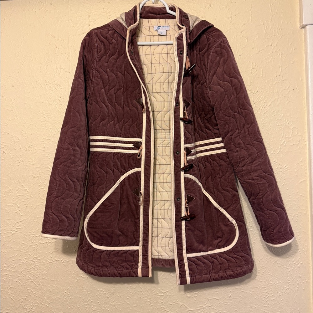 Women's Adidas Quilted Jacket with Toggle Closure - Dark Purple
